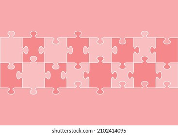 Puzzles peach and pink color vector.Jigsaw section sweet color template.