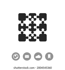 Puzzles piece vector icon. Classic flat style. Quality design element.