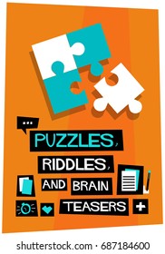 Puzzles, Riddles, and Brain Teasers Retro Style Poster