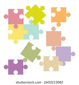 puzzles scattered on white background vector