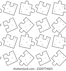 Puzzles seamless pattern in hand drawn doodle style. Vector illustration isolated on white.