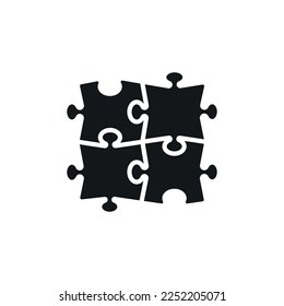 Puzzles, Teamwork simple glyph icon. Vector solid isolated black illustration.