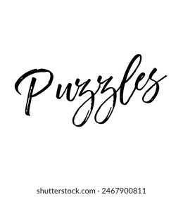 puzzles text on white background.