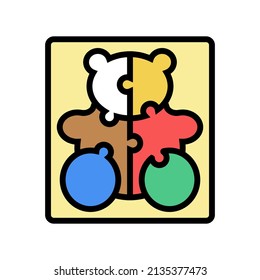 puzzles toddler color icon vector. puzzles toddler sign. isolated symbol illustration