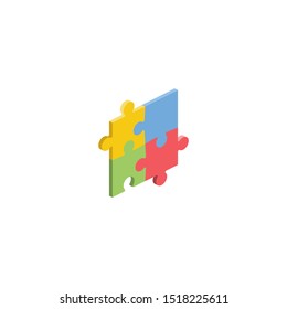 Puzzles vector 3d isometric, color web icons set, new flat style. Creative illustration design, idea for infographics.