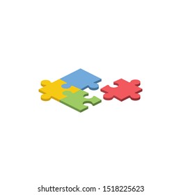 Puzzles vector 3d isometric, color web icons set, new flat style. Creative illustration design, idea for infographics.
