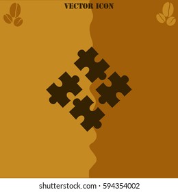 Puzzles vector  icon. Coffee symbol background.