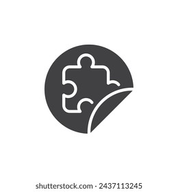 Etiqueta en forma de rompecabezas o icono de etiqueta vectorial. signo plano relleno para concepto móvil y diseño web. Icono de glifo de pegatina de puzzle. Símbolo, ilustración del logotipo. Gráficos vectoriales