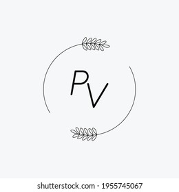 PV Beauty vector initial logo, handwriting logo of initial signature