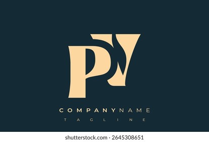 PV Creative Abstract Typography Logo Design. Elegant logo combining bold typography and creative shapes, ideal for branding and identity solutions.