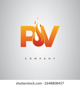 PV Creative Fire Letter Logo Design