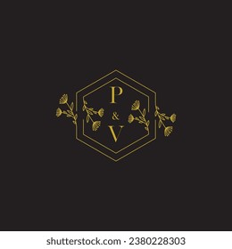 PV elegant wedding initial logo in high quality professional design that will print well across any print media