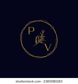 PV elegant wedding initial logo in high quality professional design that will print well across any print media