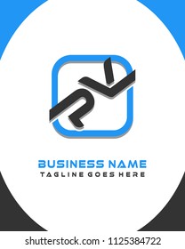 PV initial box letter logo template vector