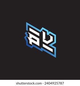 PV initial gaming team, youtube, twitch and clipart stock illustration logo