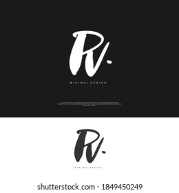 PV Initial handwriting or handwritten logo for identity. Logo with signature and hand drawn style.