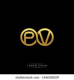 PV initial letter linked circle capital monogram logo modern template