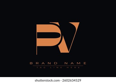 PV initial letter logo design. Letter P and V luxury alphabet letter logo icon template