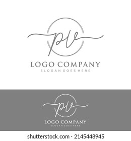 PV Initial letters, handwriting signature logo.