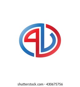 PV initial letters looping linked ellipse logo red blue