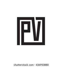 PV initial letters looping linked square monogram logo
