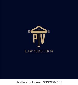 PV initial monogram lawfirm logo with pillar design