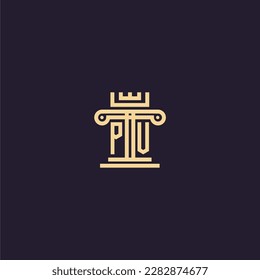 PV initial monogram logo for lawfirm with pillar  crown image design