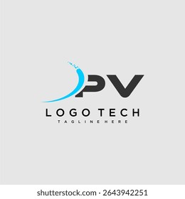PV initial monogram for technology logo design