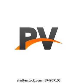 PV initial overlapping swoosh letter logo black orange