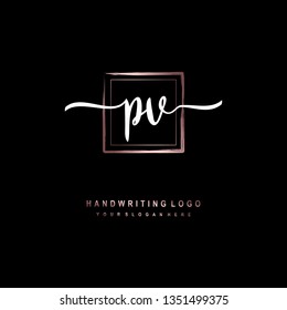 PV initial signature logo. handwriting logo template vector,