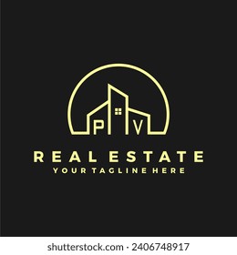 PV initials homes modern building company logo vector.eps