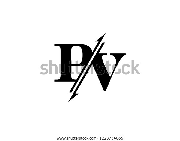 Pv Initials Logo Sliced Stock Vector (Royalty Free) 1223734066