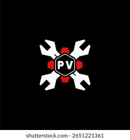 PV Initials Vektor Stok Otomotif Logo Design