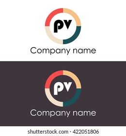 PV letters business logo icon design template. 