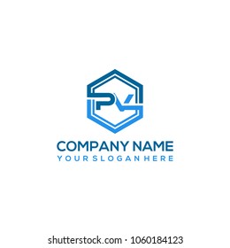 PV logo letter initial, Abstract polygonal Background Logo,