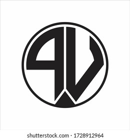PV Logo monogram circle with piece ribbon style on white background