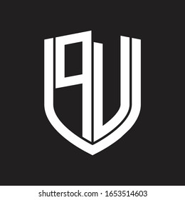 PV-Logo-Monogramm mit Emblem-Design einzeln auf schwarzem Hintergrund