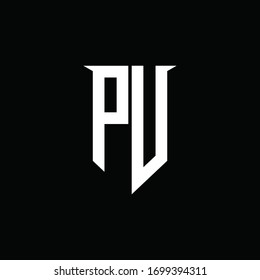 Monograma de logotipo PW con plantilla de diseño de estilo de escudo de emblemas