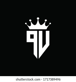 PV logo monogram emblem style with crown shape design template