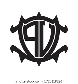 PV Logo monogram isolated with frame shield shape design template