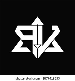 PV Logo monogram isolated with triangle shape design template on black background
