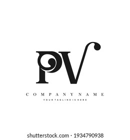 PV Minimal Luxury Initial Logo vector.
