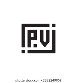 PV minimalist geometric symbol logo in high quality professional design that will print well across any print media