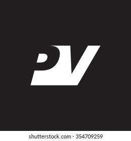 PV negative space letter logo black background