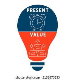 PV - Present Value acronym. business concept background.  vector illustration concept with keywords and icons. lettering illustration with icons for web banner, flyer, landing page