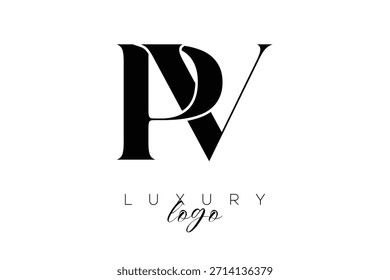 PV Serif Letter Monogramm Typografie Logo für elegante Premium-Branding-Identität