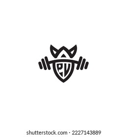 PV simple line fitness gym concept in high quality professional design that will print well across any print media
