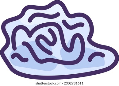 PVC crumpled wad of plastic packaging. Recycling of plastic production and packaging waste. Flat icon in stroke, element for infographics design. Simple cartoon outline vector isolated on white back