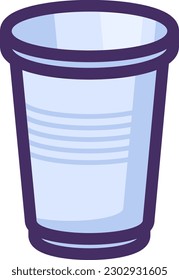 PVC glass for cold and hot drinks. Recycling of plastic production and packaging waste. Flat icon in stroke, element for infographics design. Simple cartoon outline vector isolated on white background