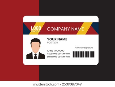 PVC Plantilla de tarjeta de identificación moderna perfecta para fines corporativos, educativos, empresariales, empresariales, de oficina, personal o eventos. Este diseño presenta un diseño profesional con campos personalizables.